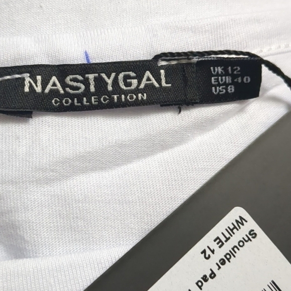 Nasty Gal White Oversized Cotton Tank Top with Shoulder Pads size 8 - Picture 3 of 6